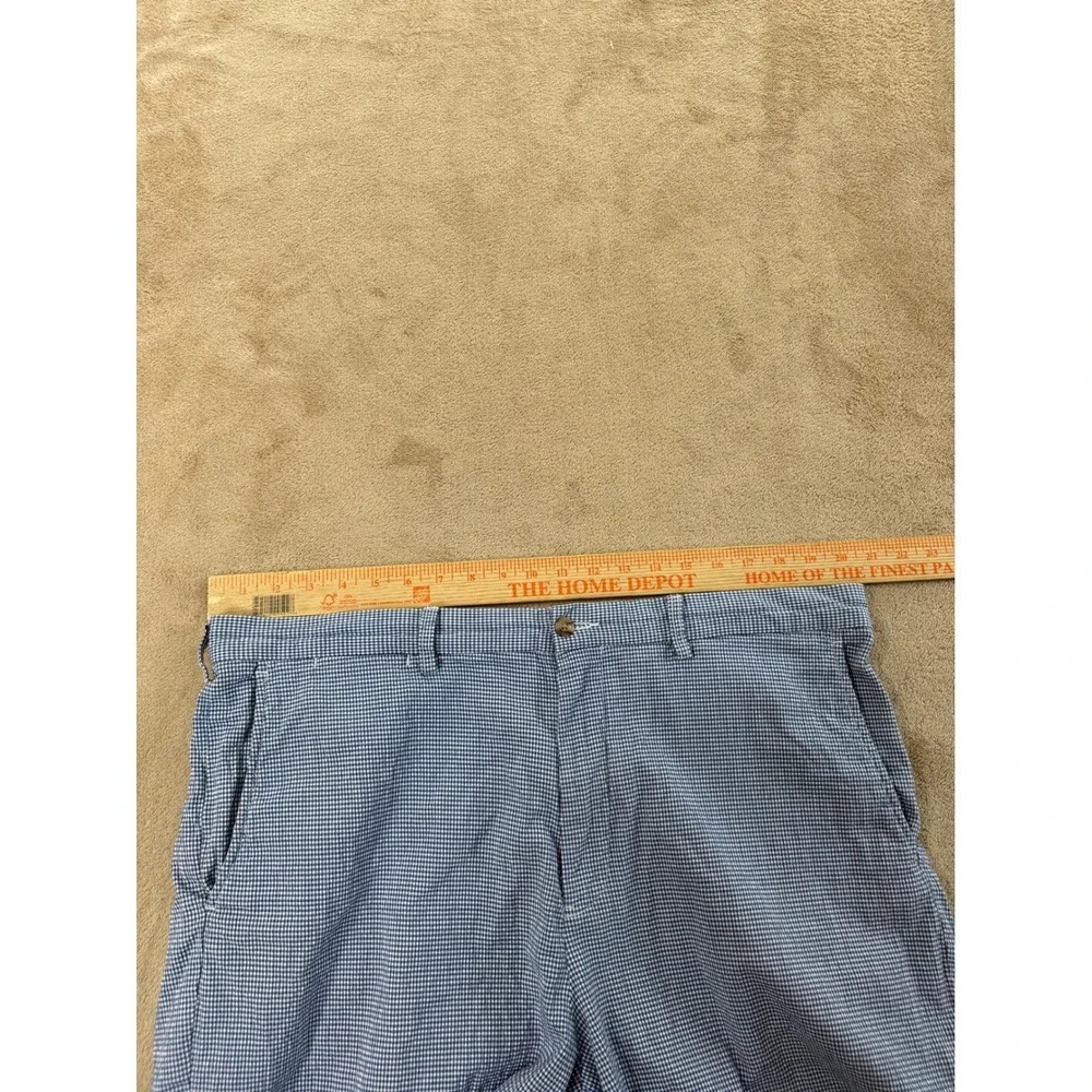 Polo Ralph Lauren shorts men 38 Blue Stretch Classic Plaid Check Houndstooth EUC